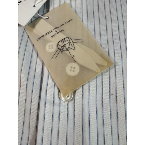 Bill Blass Easy Care Men’s Pinstripe 100% Cotton Long Sleeve Button Up 2XL - Picture 6 of 9